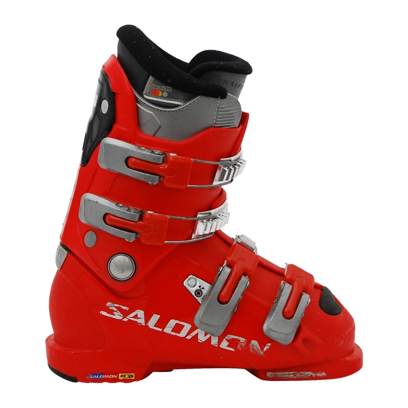 Chaussure ski occasion Salomon Junior course rouge