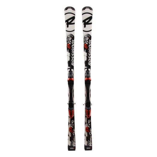  Esquí usado Rossignol 9 GS WC Ti blanco negro + fijaciones