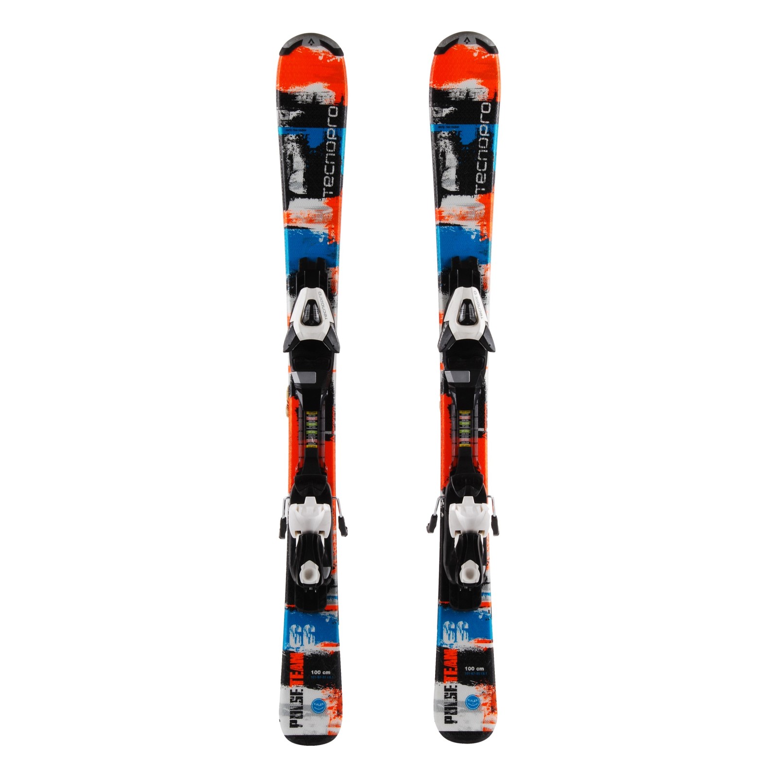 Skis Alpins Occasion Junior Elan Scoop Stuf + Fixations - Bleu 81-90 Cm