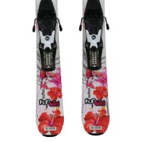 Ski occasion junior Rossignol Fun Girl fleurs + fixations - Qualité A