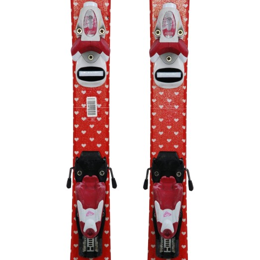 Ski occasion Junior Roxy Girly Coeur rouge  + Fixations - Qualité A