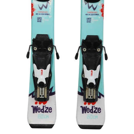Ski occasion junior Wedze Onebreaker kids yéti turquoise + fixations - Qualité A