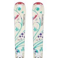 Ski occasion junior Tecno pro Sweety fleurs pastel + fixations - Qualité A