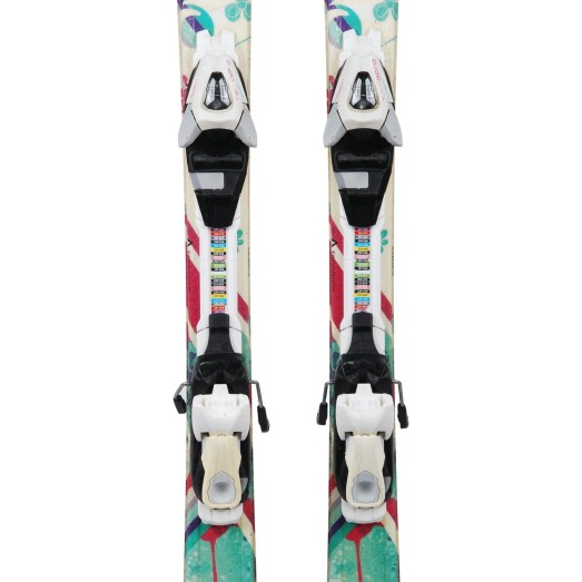 Ski occasion junior Tecno pro Sweety fleurs pastel + fixations - Qualité A