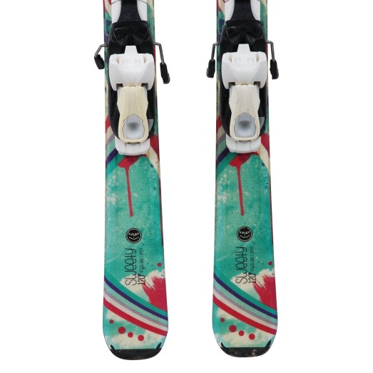 Ski occasion junior Tecno pro Sweety fleurs pastel + fixations - Qualité A