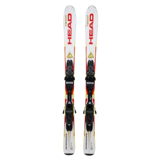 Ski occasion Head Team Supershape blanc/jaune/rouge + fixations - Qualité B