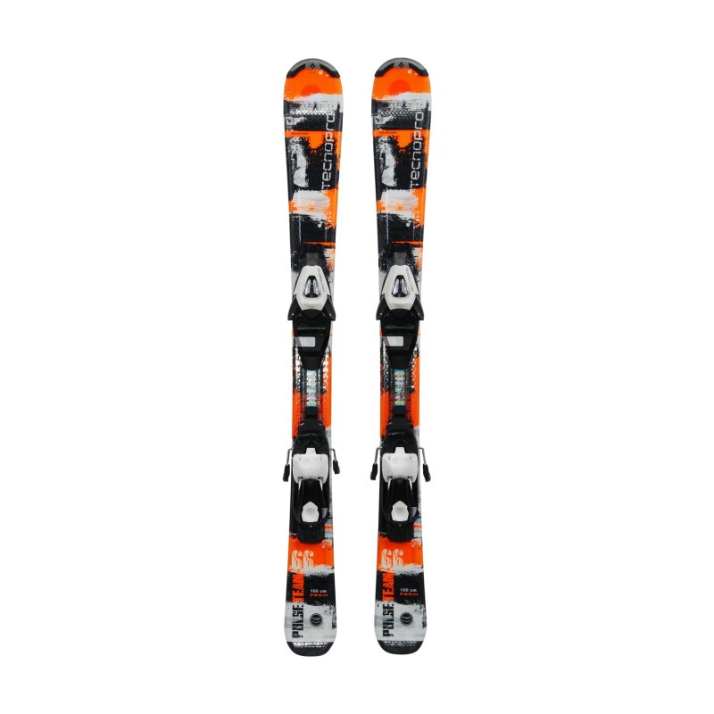Ski occasion junior Tecno pro Pulse Team noir/orange + fixations - Qualité A