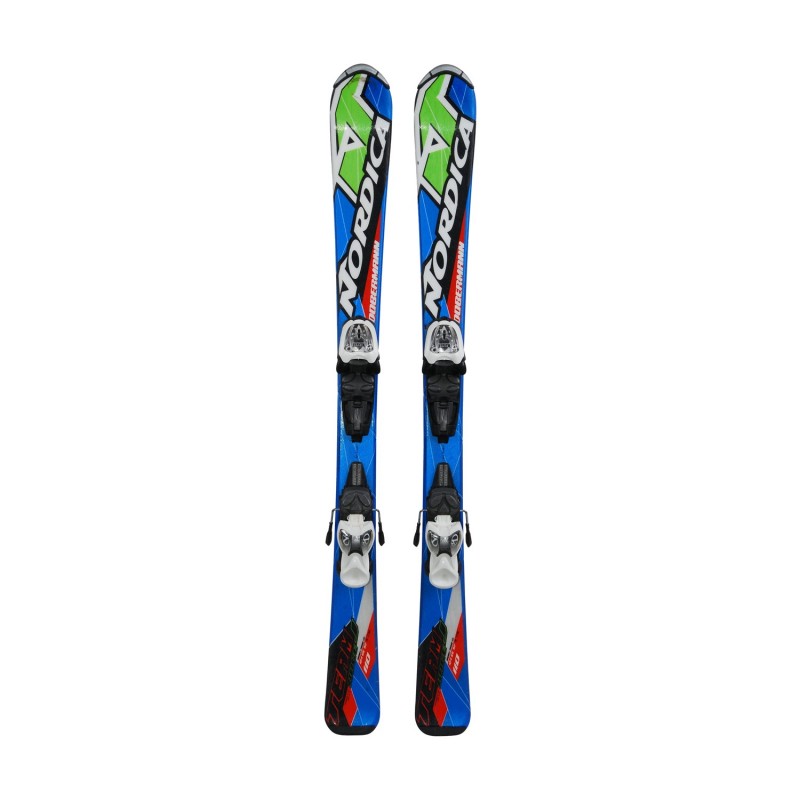 Ski occasion junior Nordica Dobermann team race J bleu/vert/rouge + fixations - Qualité A