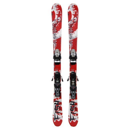 Ski occasion junior Salomon Teneighty Fish rouge blanc + fixations Qualité A