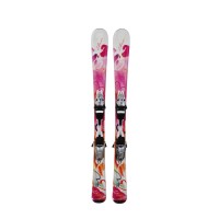 Ski occasion junior Elan LiL Magic rose/Blanc + fixations - Qualité B